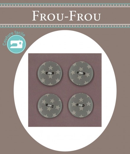 BLISTER 4 BOTONES ESTRELLAS 18MM GRIS (min. 3 u.)